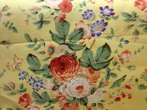 Floral textile with several strong colors